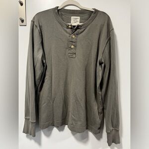 Buck Mason Long Sleeve Henley Shirt - Sage/Gray Green